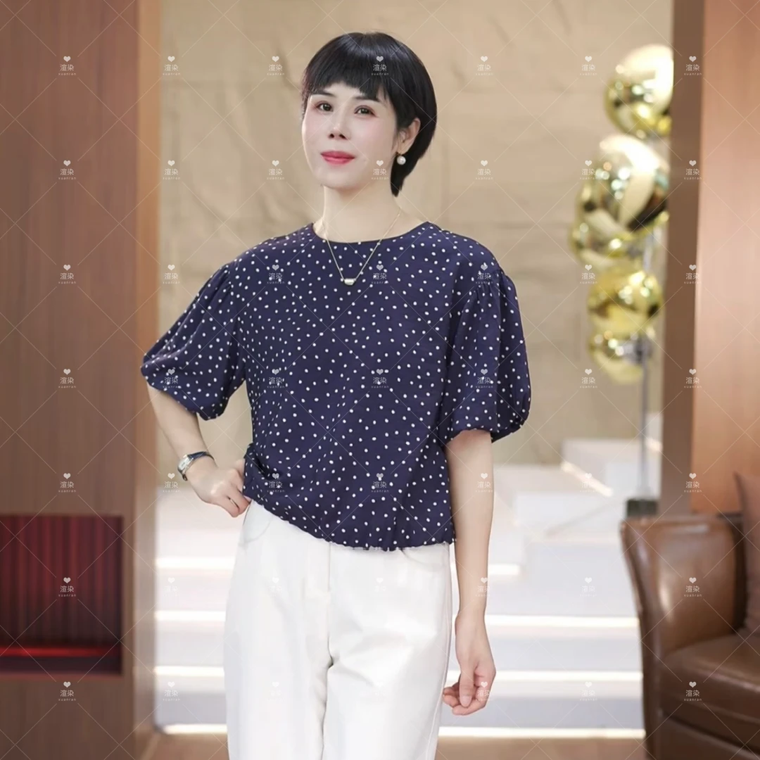 【渲渲推荐】H-5136夏季时尚气质休闲波点衬衣