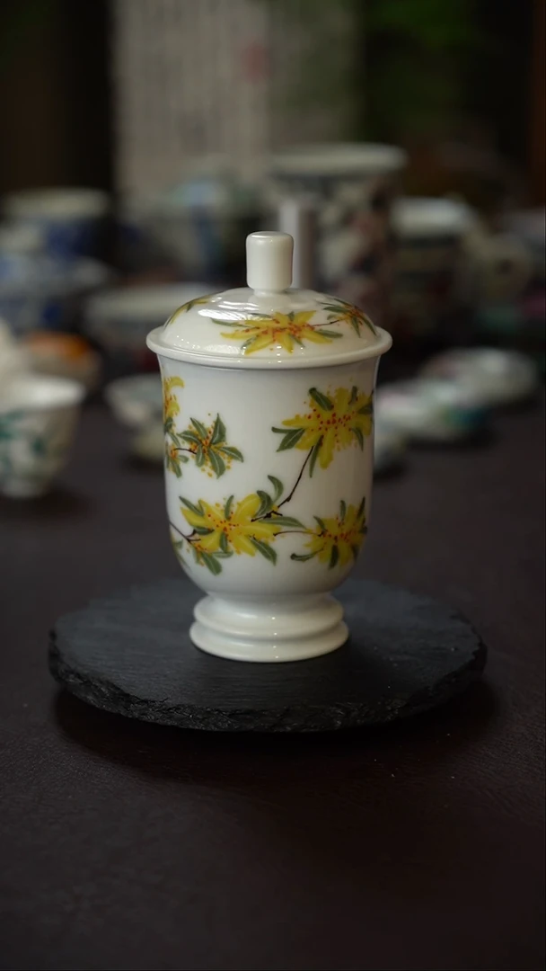 景德镇全手工手绘桂花蕴香杯