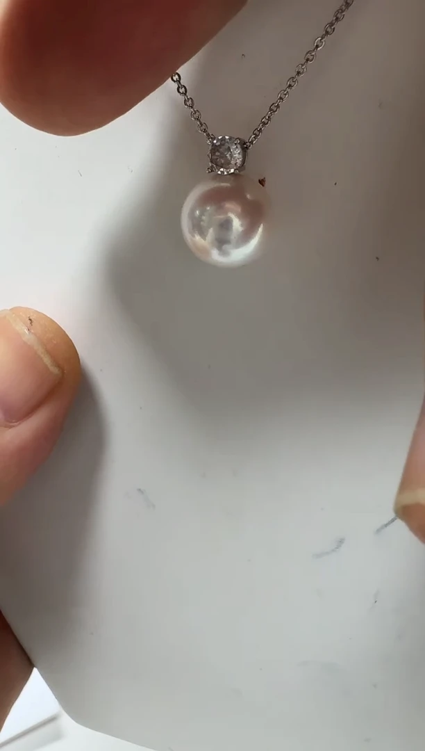 淡水珍珠银S925镶嵌吊坠(赠链)11mm 王妃扣