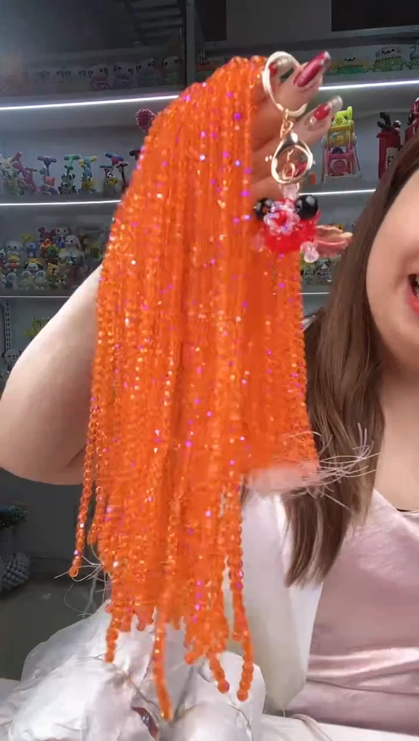 玻璃1050六里华子球珠大眼鱼材料包1套橙色