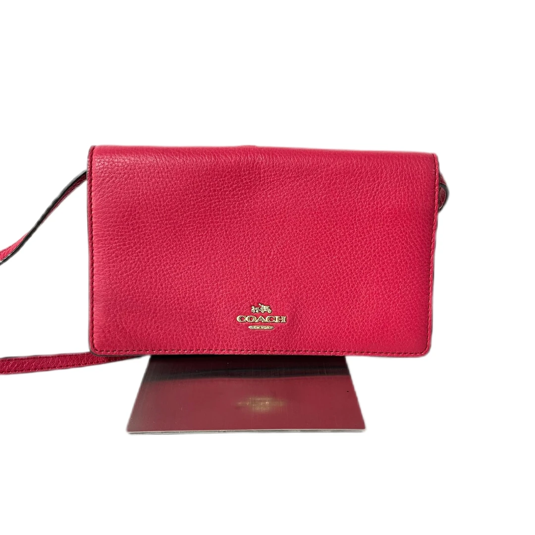 95新 COACH/蔻驰 玫红色全皮单肩斜挎包SH-30243-A女士牛皮