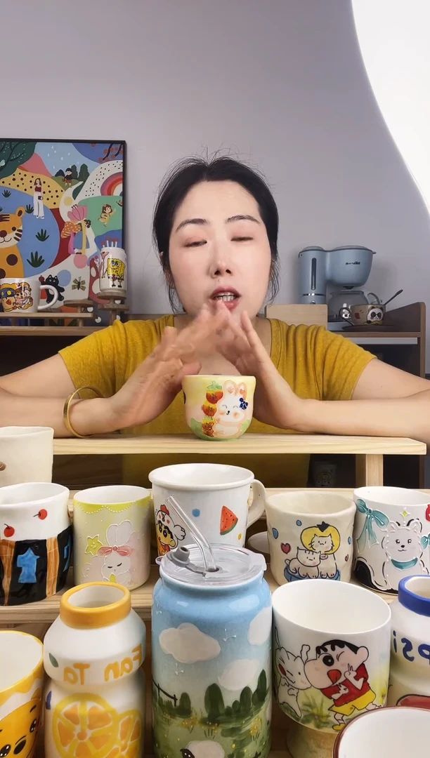 杯子景德镇高温釉下彩陶瓷手绘卡通创意