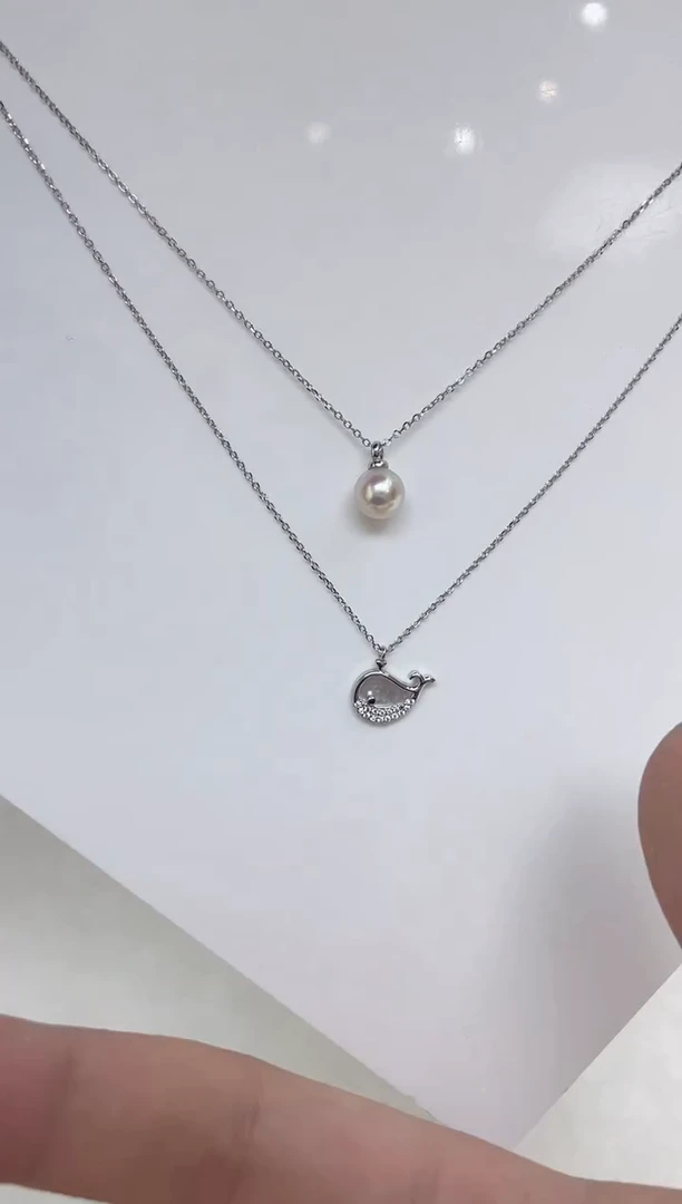 海水珍珠银S925镶嵌颈饰海水珍珠项链