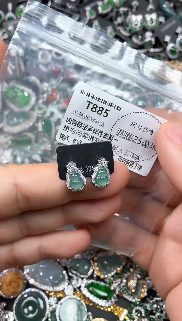 翡翠未镶嵌颈饰T885耳钉