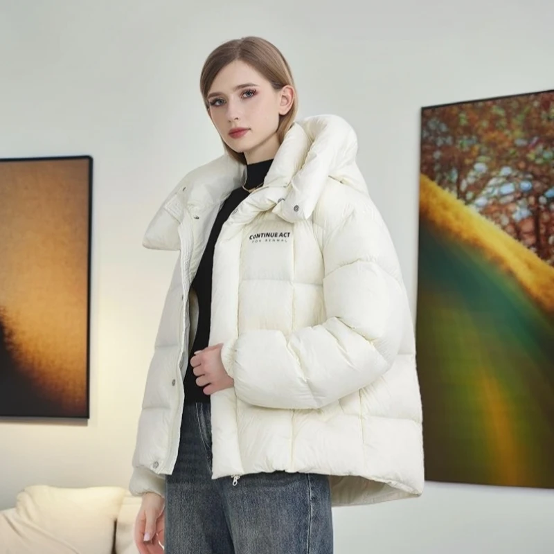 超大码极寒95白鸭绒情侣款男女保暖加厚连帽泡芙短款时尚百搭休闲