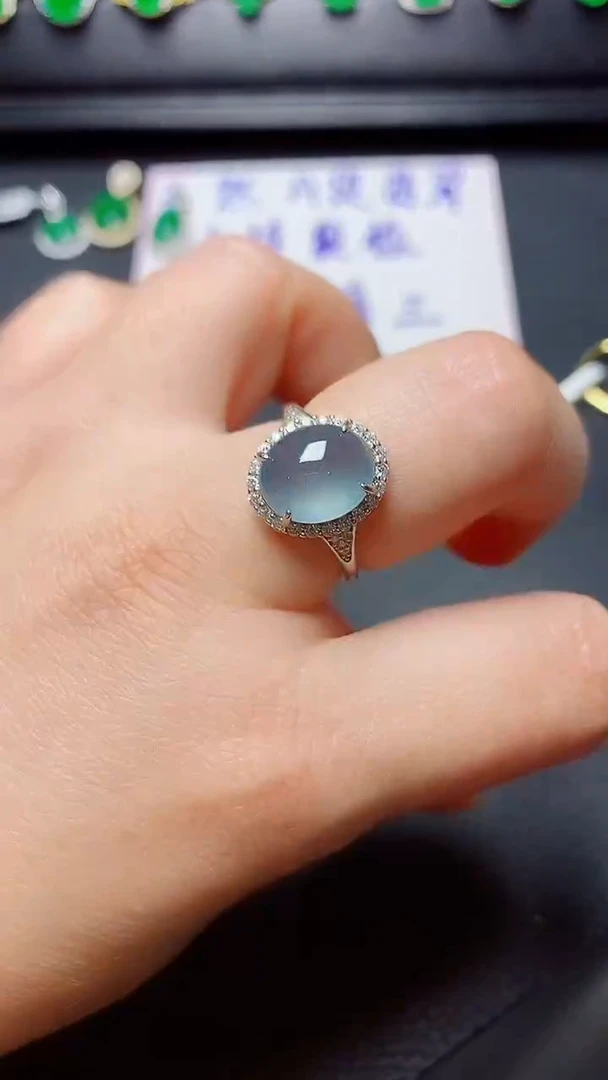 银S925镶嵌戒指翡翠天然翡翠A货s925银镶