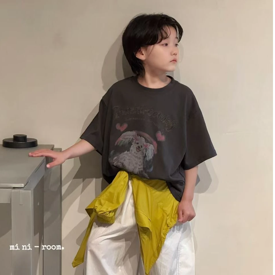 童装男女童短袖T恤纯棉2025夏季新款中小童炸街印花宝宝圆领t衣服