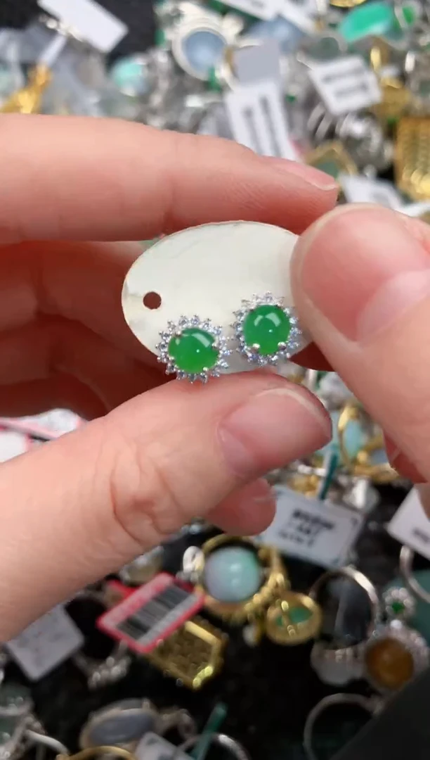 银S925镶嵌戒指翡翠333--8