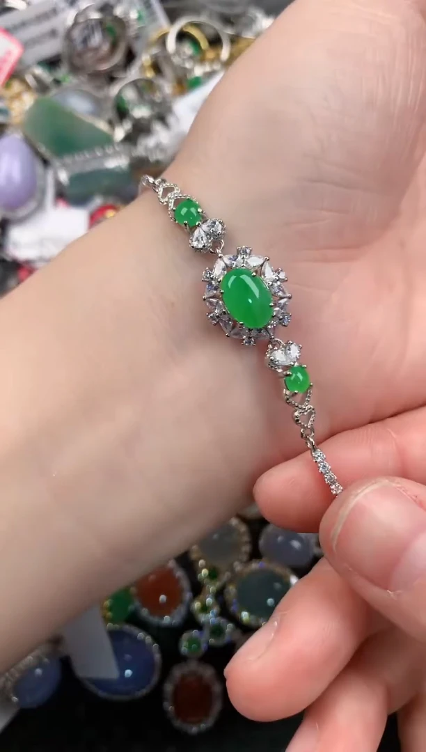 银S925镶嵌戒指翡翠10-10-10    9