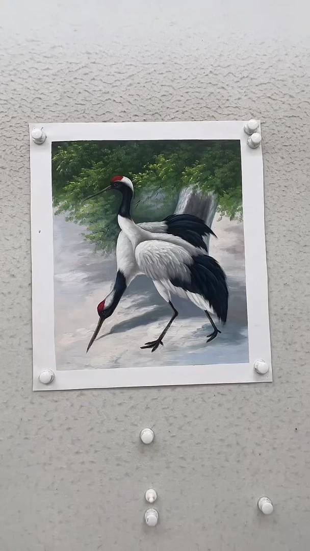 油画鹤-油画 约50-60厘米