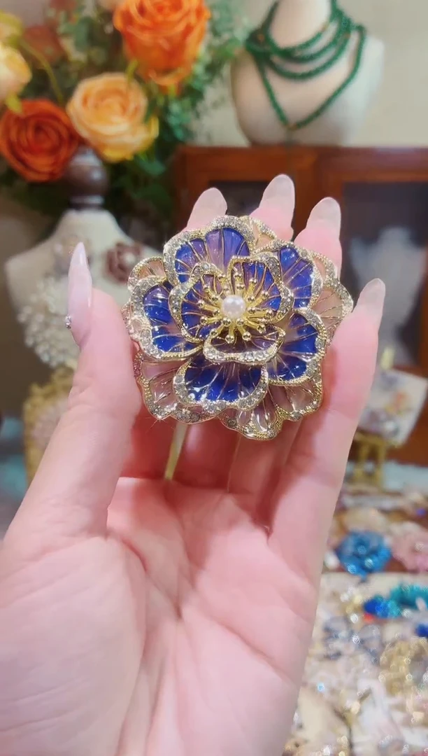 合成立方氧化锆铜合金紫色牡丹花