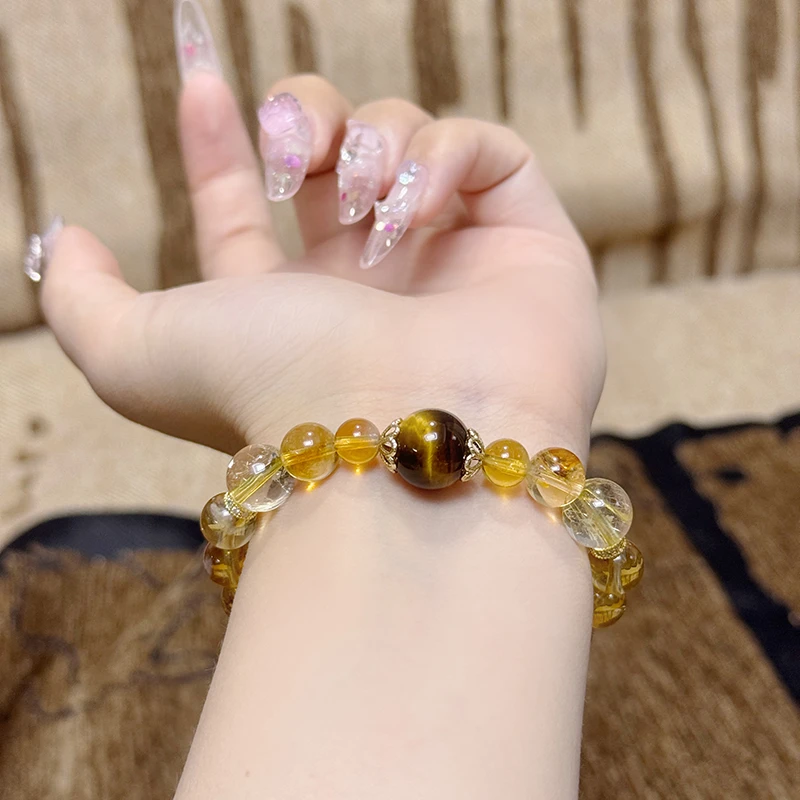 铜合金玻璃手链 【曜能】金色手链