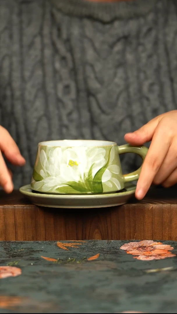 杯釉下彩手工手绘同款陶器