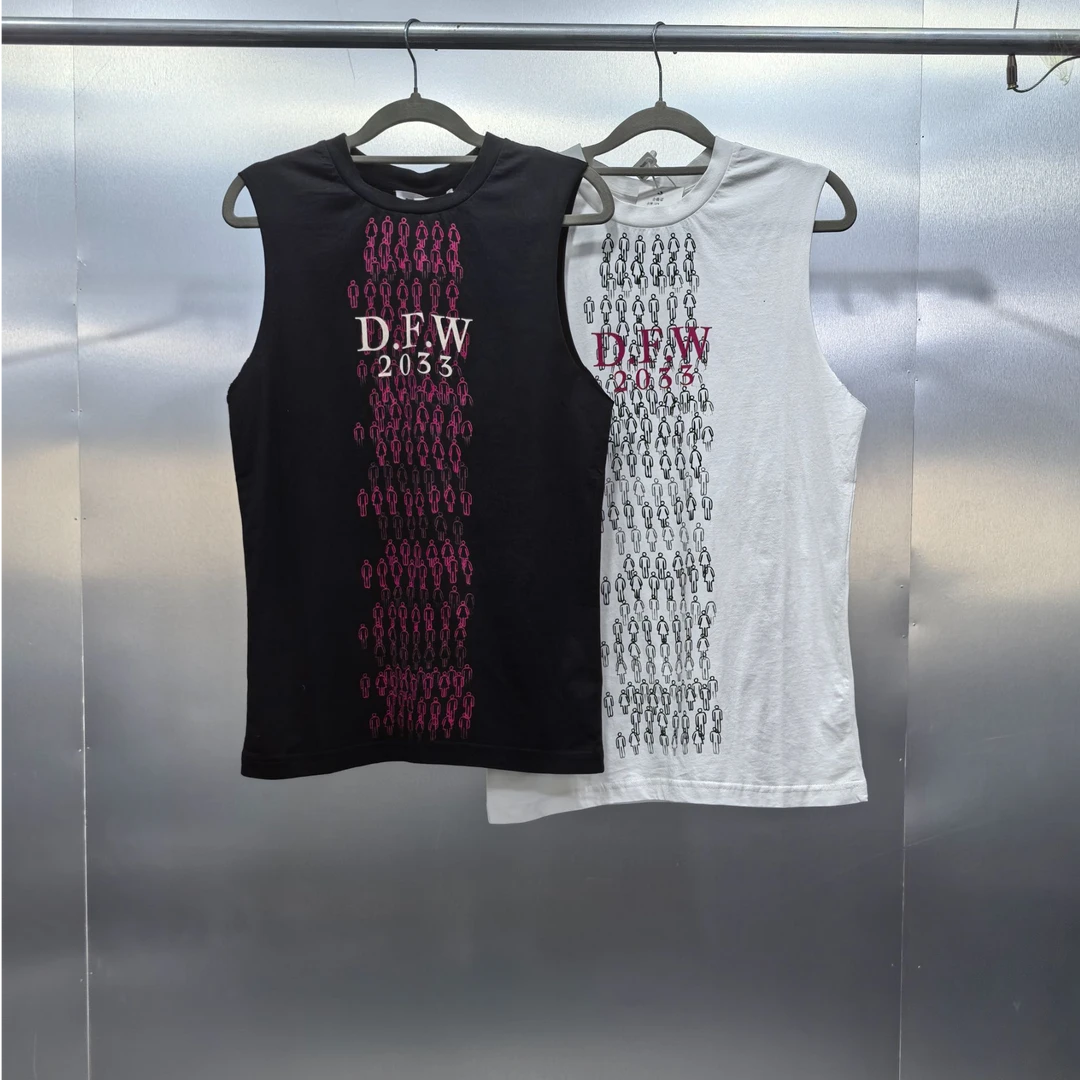 E06-32114-DOW夏款美式复古设计感印花宽松休闲无袖马甲