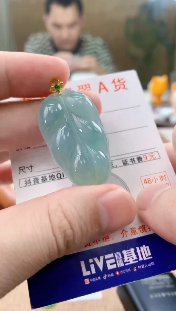 颈饰18K金镶嵌翡翠天然A货翡翠挂件