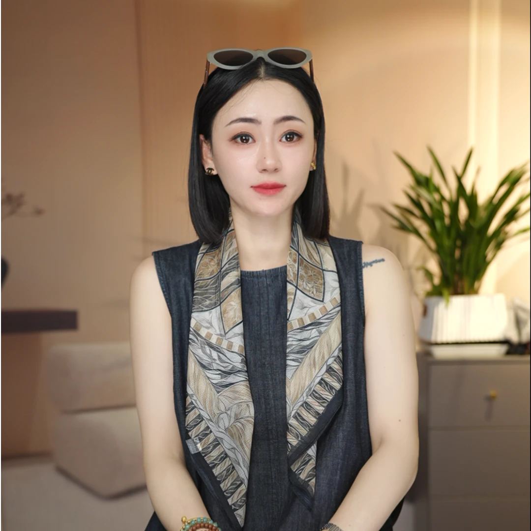 p17【叶影流金】 夏季西丽纱70*70左右方巾夏季防晒小方巾