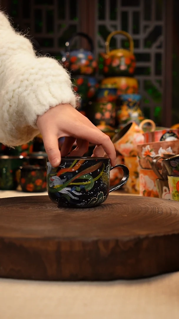 油画 手绘 釉 下彩