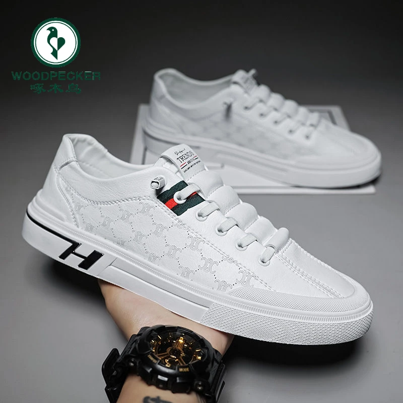 啄木鸟正品春季男鞋透气款时尚百搭运动小白板鞋男士一脚蹬休闲鞋