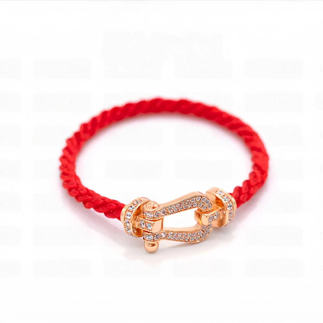 合金手链 马蹄扣红绳手绳欧美轻奢小众潮流ins手绳
