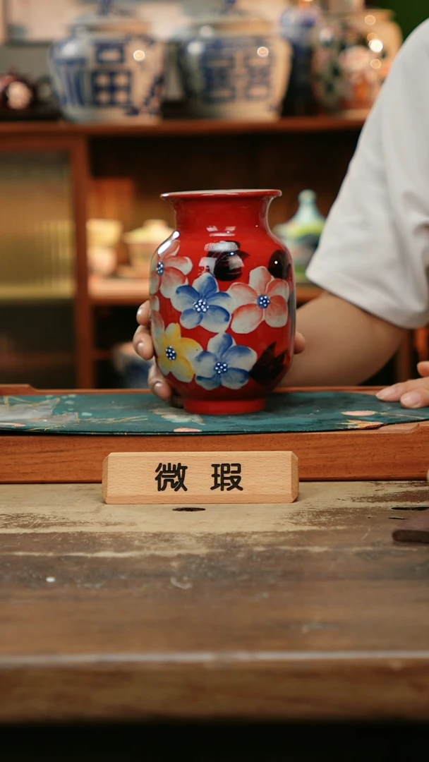 摆件景德镇纯手工釉下彩精品花瓶