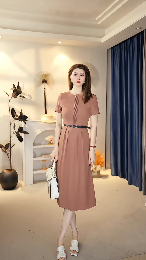 简约小众优雅夏季时尚收腰显瘦轻奢名媛气质连衣裙 B1935