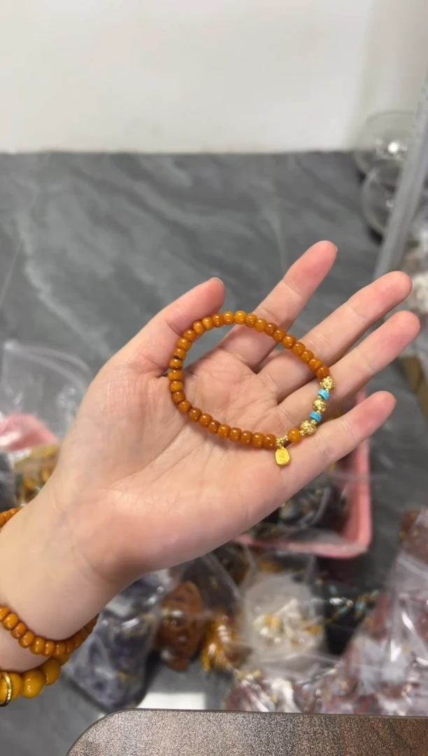 未镶嵌蜜蜡手链老蜜蜡小桶珠设计款手链[0630]