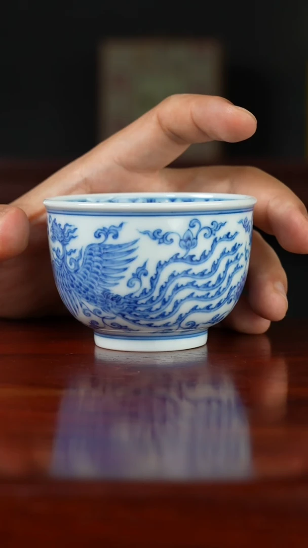 祖传窑真柴窑传承400年凤纹出唇杯