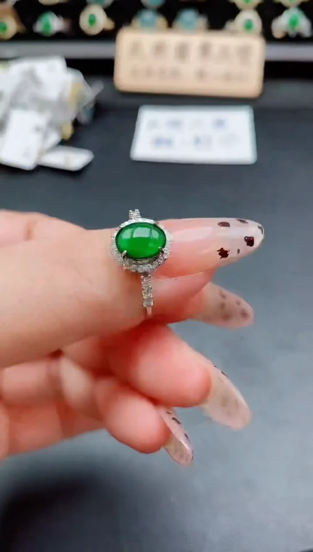 银S925镶嵌戒指翡翠1