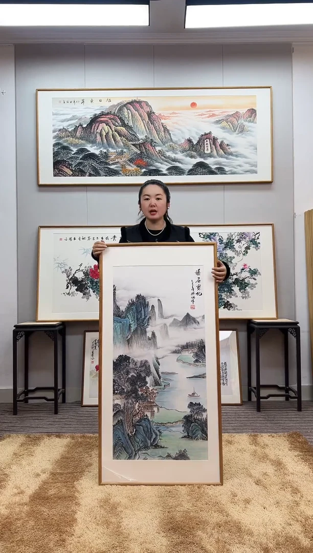 国画手绘山水122*62尺寸