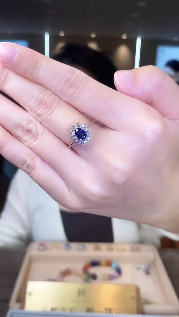 蓝宝石戒指银S925镶嵌09