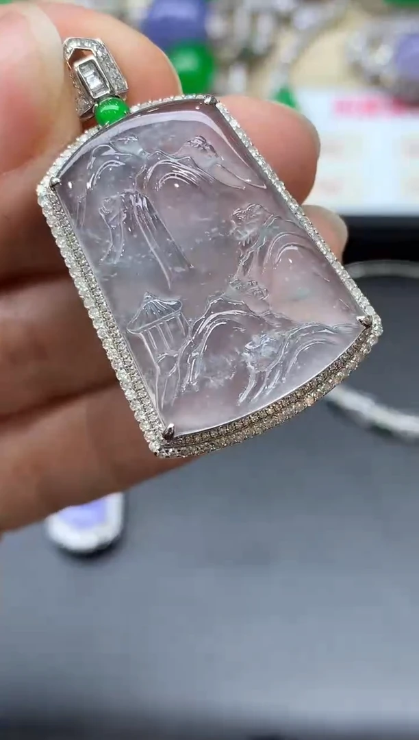 颈饰18K金镶嵌翡翠687-中国好珍宝