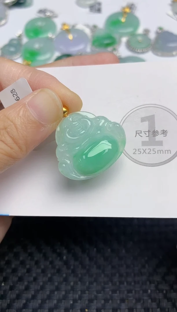 颈饰18K金镶嵌翡翠天然缅甸A货翡翠百元以上9元证书费自理