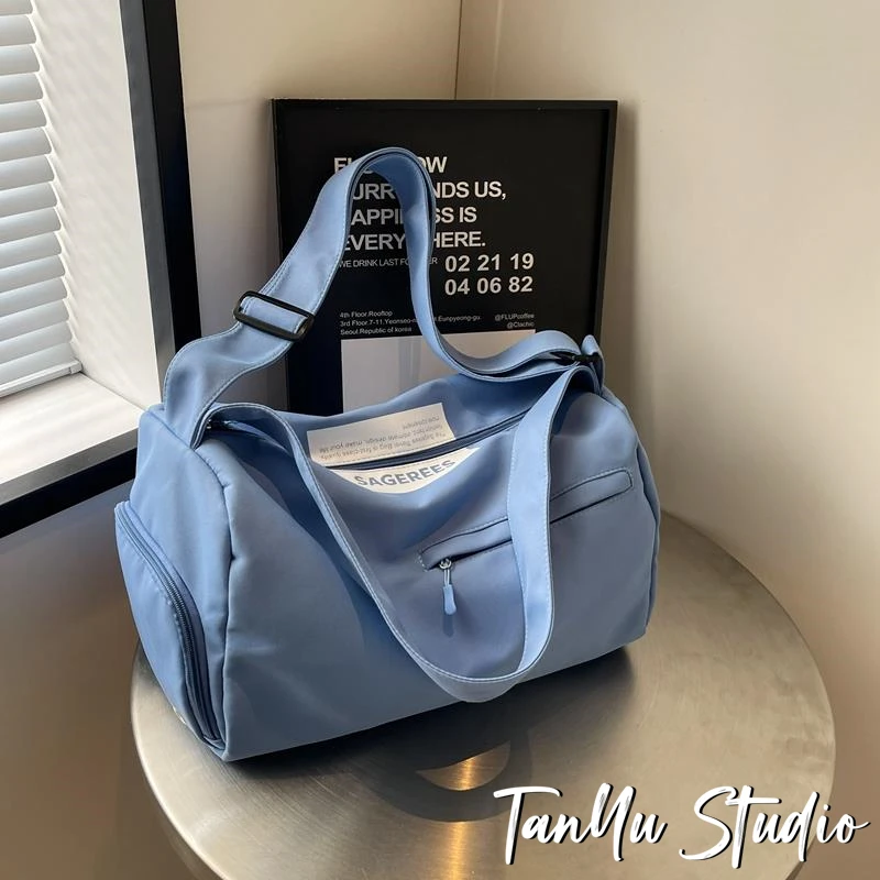 探屿大容量短途旅行包女轻便运动健身包男游泳收纳包牛津布斜挎包