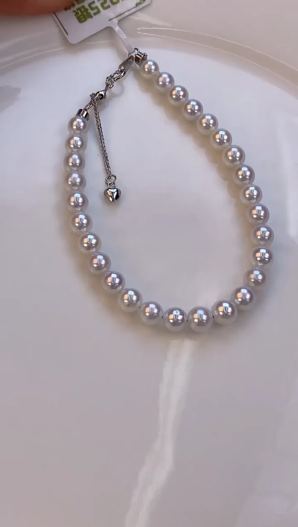 银S925镶嵌手链淡水珍珠5.5