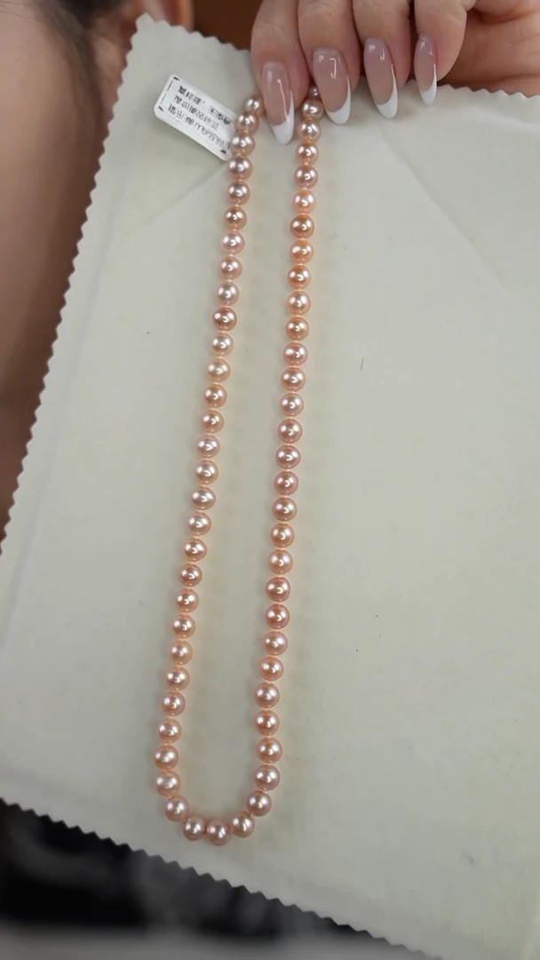 颈饰银S925镶嵌淡水珍珠金属光 无核 6.5-7