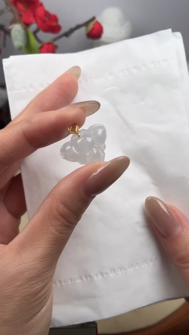 吊坠(不含链)18K金镶嵌翡翠