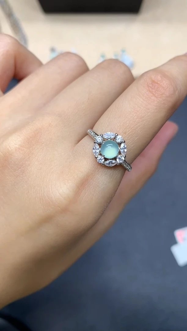 翡翠戒指银S925镶嵌蛋面【无服务费】