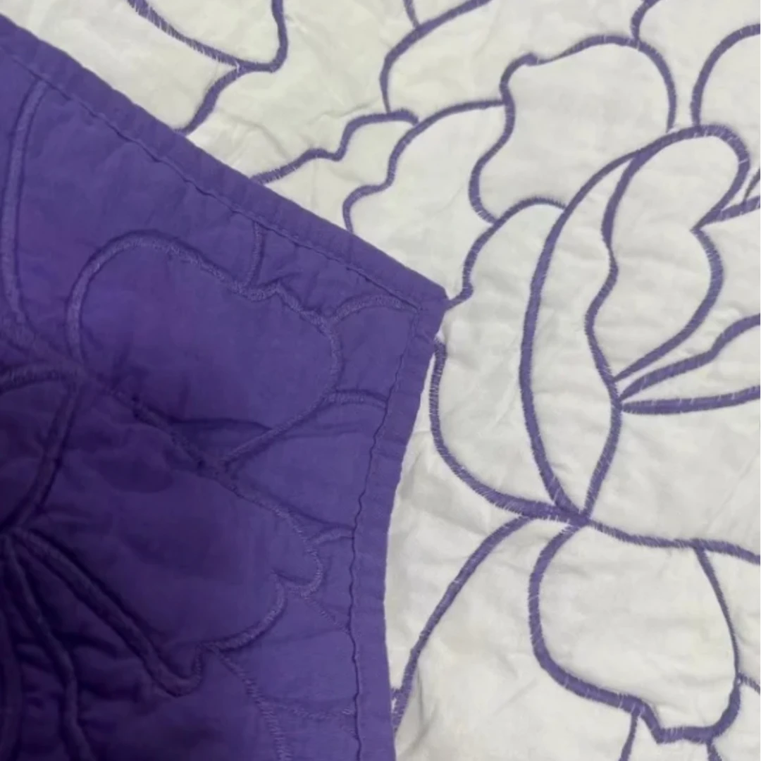 【纯棉重工刺绣】224*234美式纯棉夹棉刺绣牡丹床盖