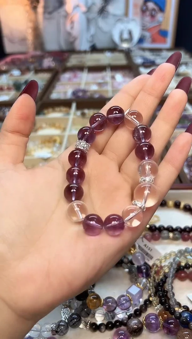 【闪购商品】水晶手链未镶嵌A208  天然紫水晶+白水晶手串