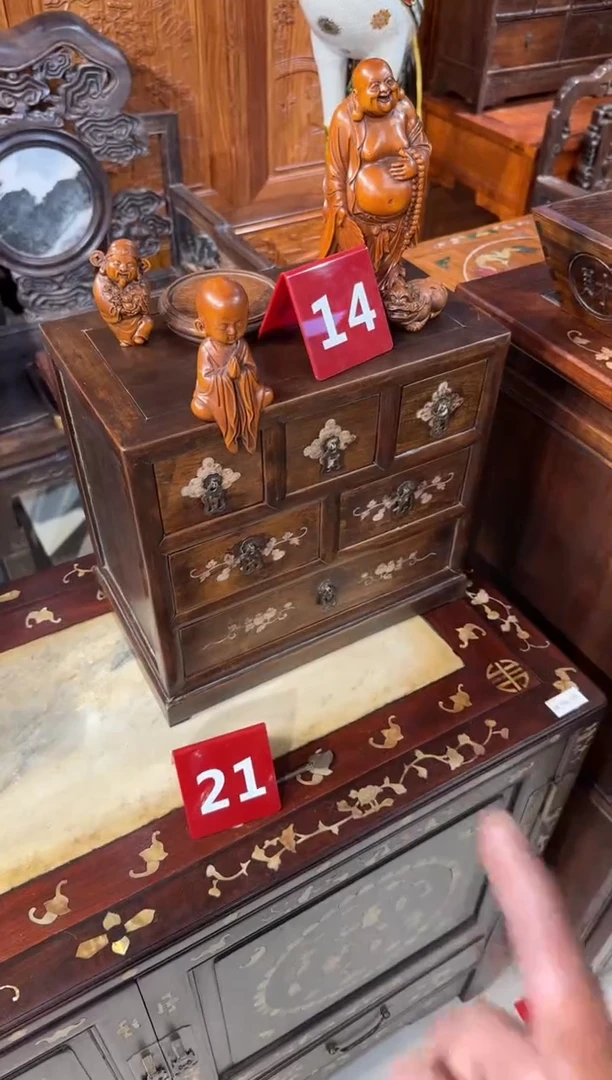 木木头款黄花梨镶嵌小六斗柜880