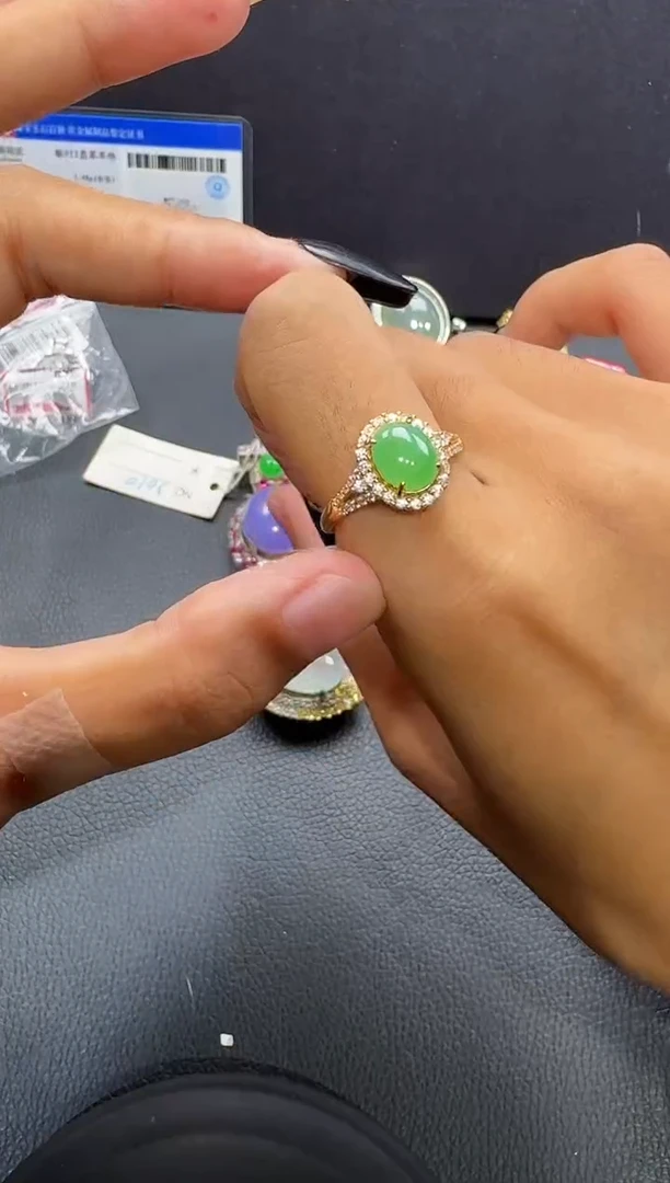 翡翠戒指银S925镶嵌戒指417