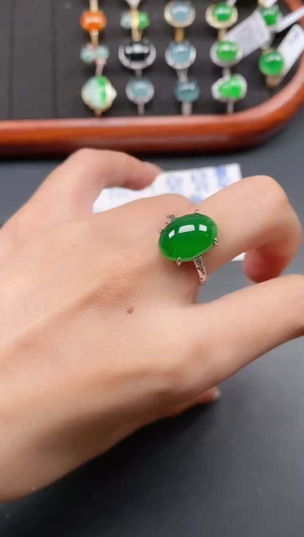 银S925镶嵌戒指翡翠111