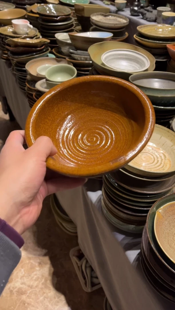 【闪购商品】瓷片141 微瑕黄色紫砂厚边碗1个