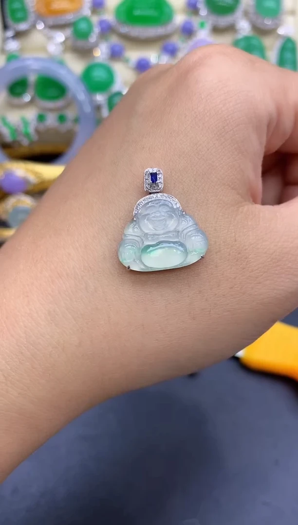 颈饰18K金镶嵌翡翠357-中国好珍宝