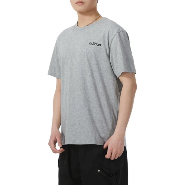 adidas 纯色透气亲肤速干圆领休闲短袖T恤 JF3214 JF3217