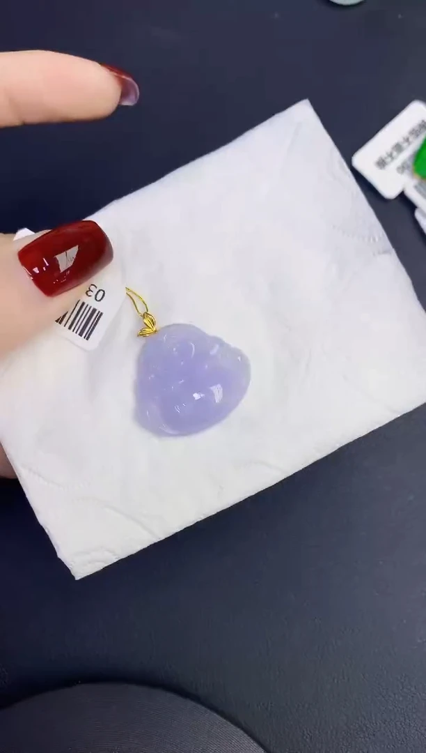 颈饰18K金镶嵌翡翠缅甸天然翡翠a货