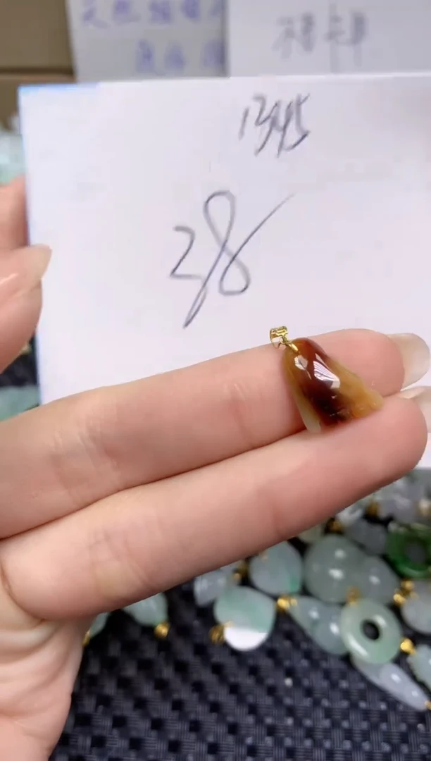 【闪购商品】翡翠颈饰18K金镶嵌天然缅甸A货翡翠