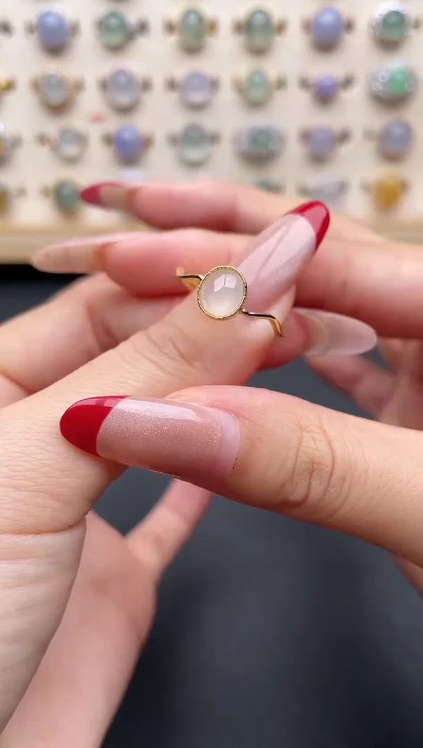 【闪购商品】翡翠戒指银S925镶嵌一物一证一礼盒