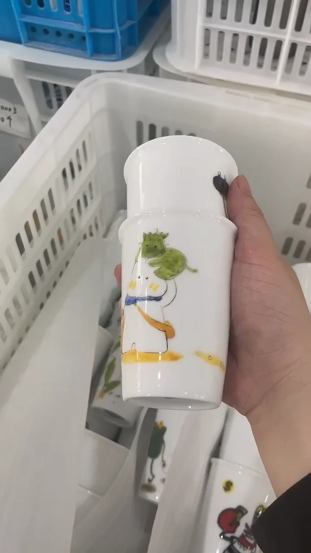 杯熹*景德镇高温白玉瓷釉下彩手绘水杯2个装（一个兔子）