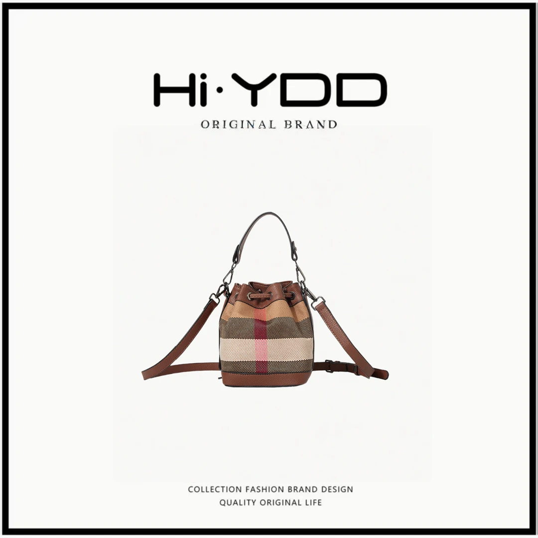 条纹棕色水桶包808-2